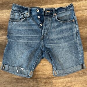 H&M Blue Jean Shorts with Cuffed Hem and Relaxed Fit